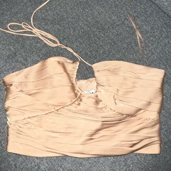 COPY - Zara SATIN EFFECT DRAPED HALTER Crop Top Size M - Picture 6 of 9